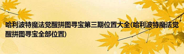 哈利波特魔法觉醒拼图寻宝第三期位置大全(哈利波特魔法觉醒拼图寻宝全部位置)