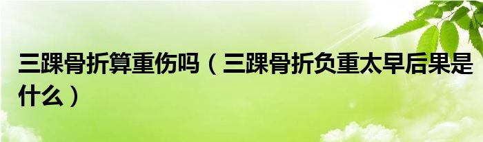 三踝骨折算重伤吗（三踝骨折负重太早后果是什么）
