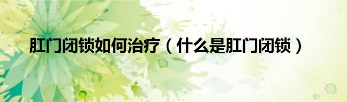 肛门闭锁如何治疗（什么是肛门闭锁）