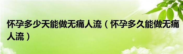 怀孕多少天能做无痛人流（怀孕多久能做无痛人流）