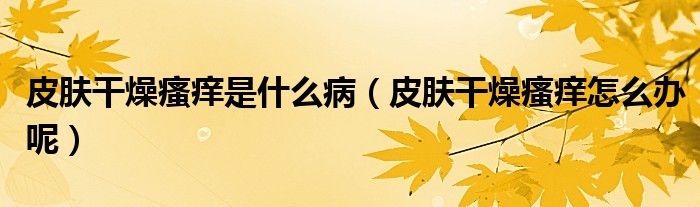 皮肤干燥瘙痒是什么病（皮肤干燥瘙痒怎么办呢）