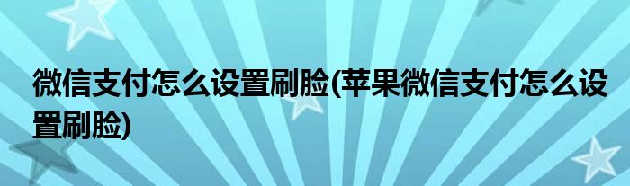 微信支付怎么设置刷脸(苹果微信支付怎么设置刷脸)