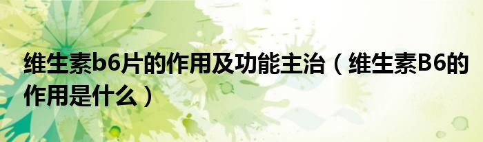 维生素b6片的作用及功能主治（维生素B6的作用是什么）