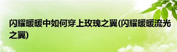 闪耀暖暖中如何穿上玫瑰之翼(闪耀暖暖流光之翼)