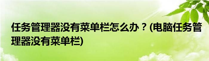 任务管理器没有菜单栏怎么办？(电脑任务管理器没有菜单栏)