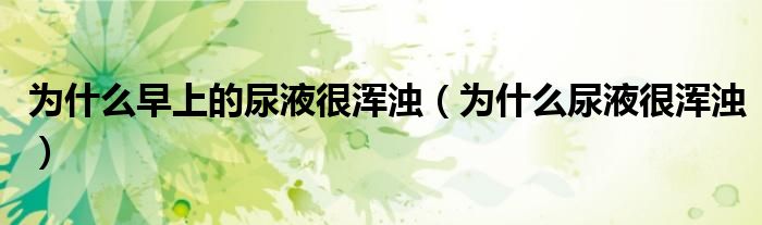 为什么早上的尿液很浑浊（为什么尿液很浑浊）