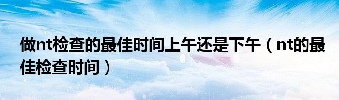 做nt检查的最佳时间上午还是下午（nt的最佳检查时间）