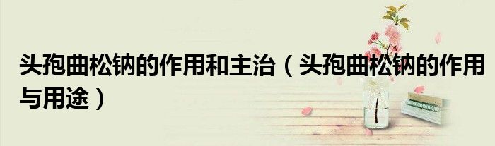头孢曲松钠的作用和主治（头孢曲松钠的作用与用途）