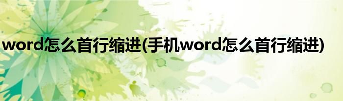 word怎么首行缩进(手机word怎么首行缩进)