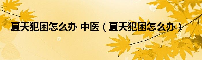 夏天犯困怎么办 中医（夏天犯困怎么办）