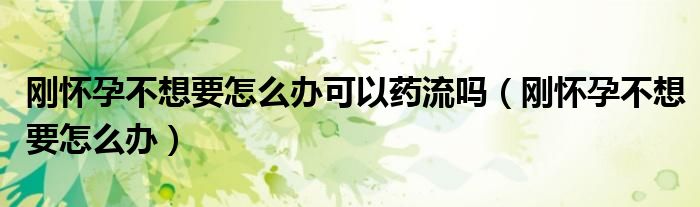 刚怀孕不想要怎么办可以药流吗（刚怀孕不想要怎么办）