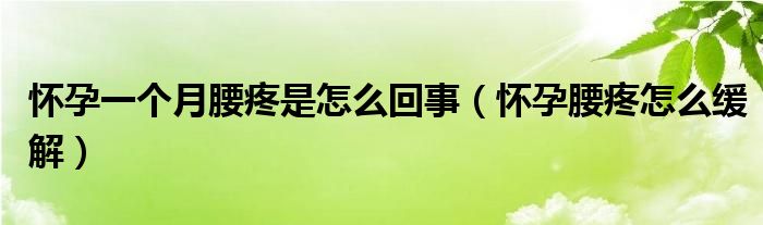 怀孕一个月腰疼是怎么回事（怀孕腰疼怎么缓解）