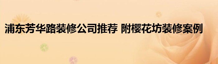 浦东芳华路装修公司推荐 附樱花坊装修案例