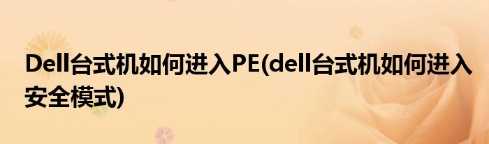 Dell台式机如何进入PE(dell台式机如何进入安全模式)