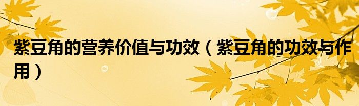 紫豆角的营养价值与功效（紫豆角的功效与作用）