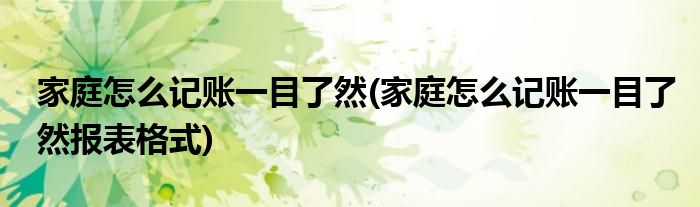 家庭怎么记账一目了然(家庭怎么记账一目了然报表格式)