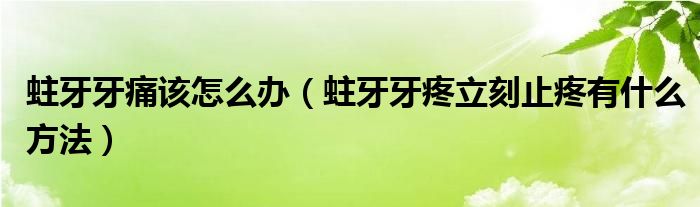 蛀牙牙痛该怎么办（蛀牙牙疼立刻止疼有什么方法）