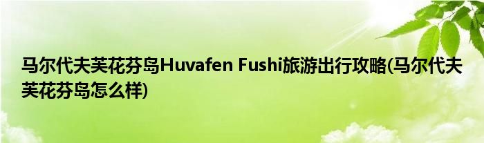 马尔代夫芙花芬岛Huvafen Fushi旅游出行攻略(马尔代夫芙花芬岛怎么样)