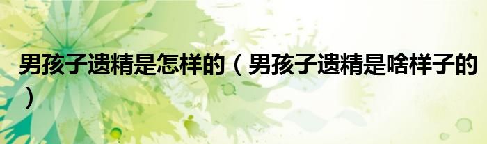 男孩子遗精是怎样的（男孩子遗精是啥样子的）