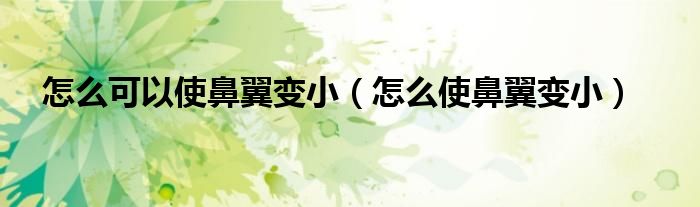 怎么可以使鼻翼变小（怎么使鼻翼变小）