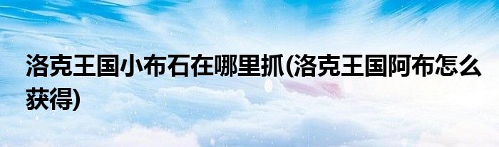 洛克王国小布石在哪里抓(洛克王国阿布怎么获得)