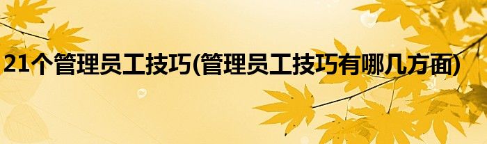 21个管理员工技巧(管理员工技巧有哪几方面)