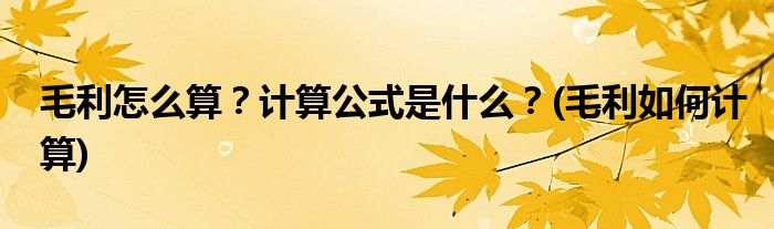 毛利怎么算？计算公式是什么？(毛利如何计算)
