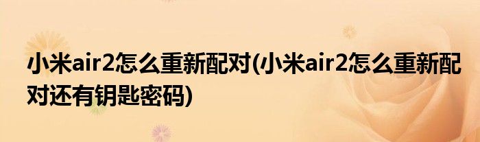 小米air2怎么重新配对(小米air2怎么重新配对还有钥匙密码)