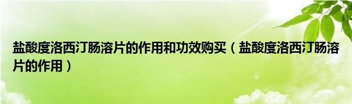 盐酸度洛西汀肠溶片的作用和功效购买（盐酸度洛西汀肠溶片的作用）