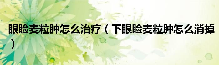 眼睑麦粒肿怎么治疗（下眼睑麦粒肿怎么消掉）