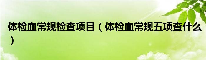 体检血常规检查项目（体检血常规五项查什么）