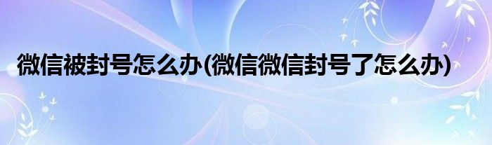 微信被封号怎么办(微信微信封号了怎么办)