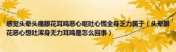 感觉头晕头痛眼花耳鸣恶心呕吐心慌全身乏力属于（头晕眼花恶心想吐浑身无力耳鸣是怎么回事）