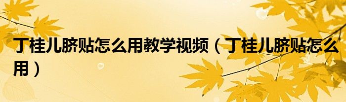丁桂儿脐贴怎么用教学视频（丁桂儿脐贴怎么用）