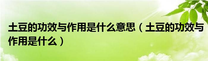 土豆的功效与作用是什么意思（土豆的功效与作用是什么）