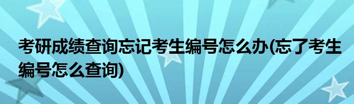 考研成绩查询忘记考生编号怎么办(忘了考生编号怎么查询)