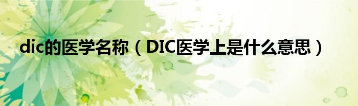 dic的医学名称（DIC医学上是什么意思）