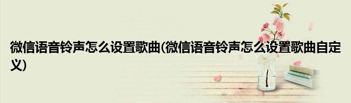 微信语音铃声怎么设置歌曲(微信语音铃声怎么设置歌曲自定义)