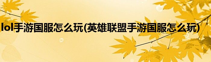 lol手游国服怎么玩(英雄联盟手游国服怎么玩)