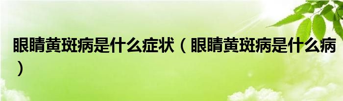 眼睛黄斑病是什么症状（眼睛黄斑病是什么病）