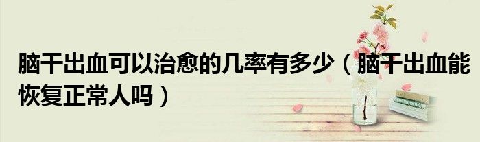 脑干出血可以治愈的几率有多少（脑干出血能恢复正常人吗）