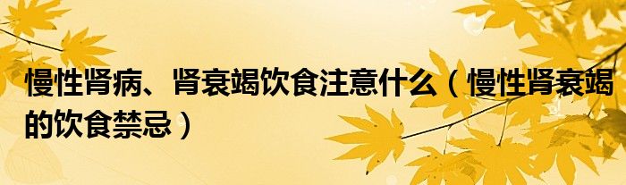 慢性肾病、肾衰竭饮食注意什么（慢性肾衰竭的饮食禁忌）