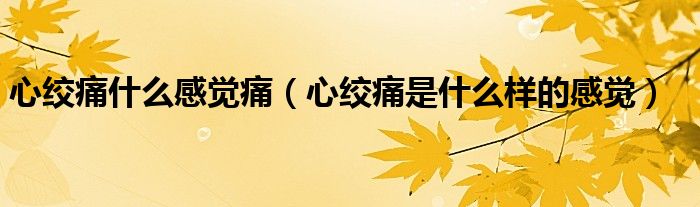 心绞痛什么感觉痛（心绞痛是什么样的感觉）