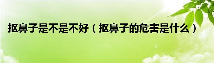 抠鼻子是不是不好（抠鼻子的危害是什么）