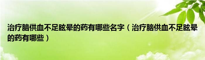 治疗脑供血不足眩晕的药有哪些名字（治疗脑供血不足眩晕的药有哪些）