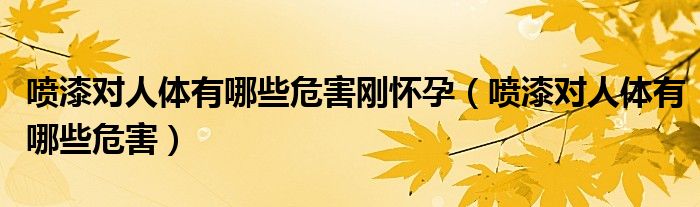喷漆对人体有哪些危害刚怀孕（喷漆对人体有哪些危害）