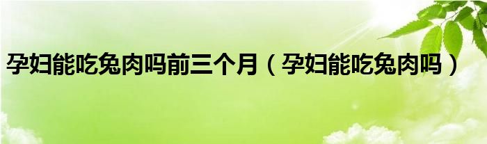 孕妇能吃兔肉吗前三个月（孕妇能吃兔肉吗）