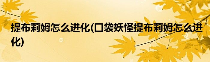 提布莉姆怎么进化(口袋妖怪提布莉姆怎么进化)