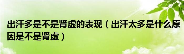 出汗多是不是肾虚的表现（出汗太多是什么原因是不是肾虚）