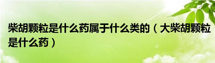 柴胡颗粒是什么药属于什么类的（大柴胡颗粒是什么药）